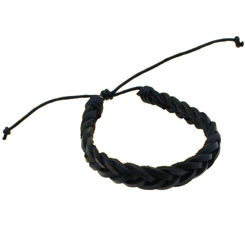 Zac's Alter Ego - Plaited Reconstructed Leather Armband - Schwarz